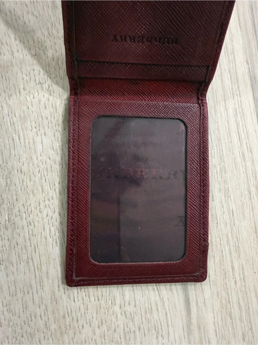 Burberry Nova Check Card & ID Holder, Burgundy trim